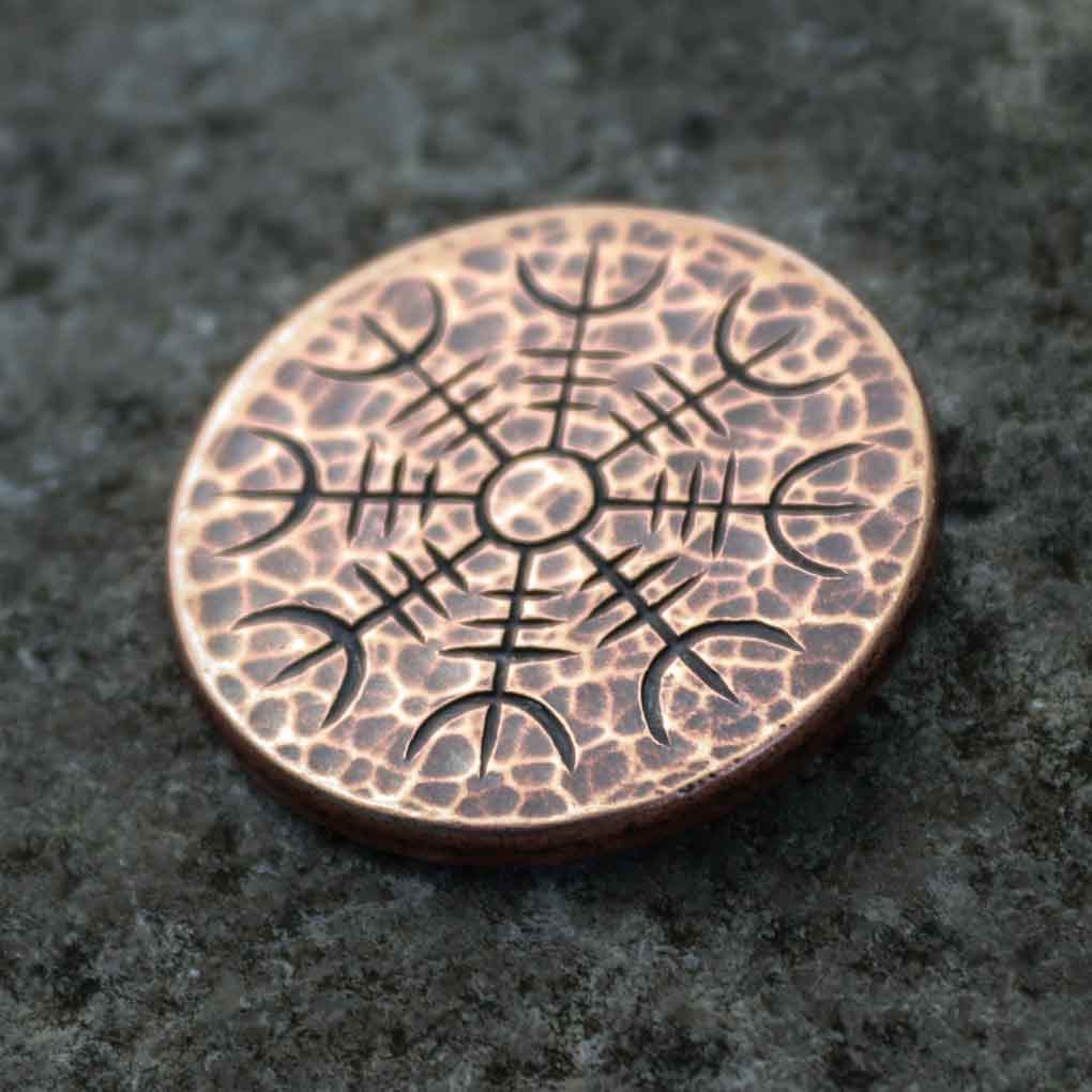 Helm of Awe Copper Coin - Aegishjalmur - Warrior's Stave Viking Coinage