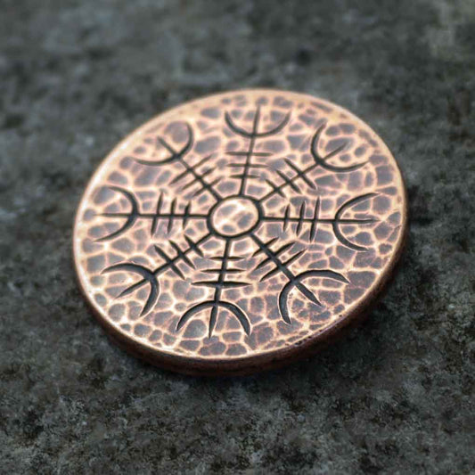 Helm of Awe Copper Coin - Aegishjalmur - Warrior's Stave Viking Coinage