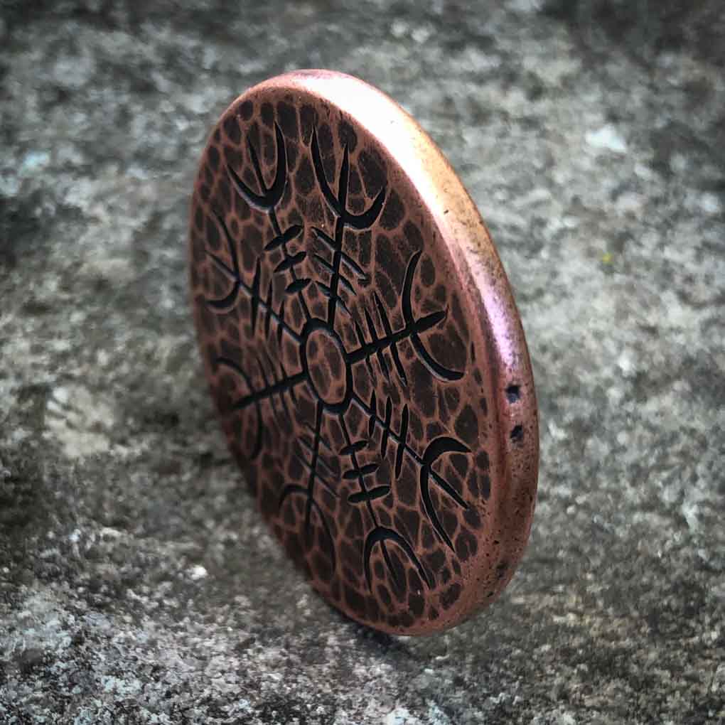 Helm of Awe Copper Coin - Aegishjalmur - Warrior's Stave Viking Coinage