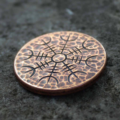 Helm of Awe Copper Coin - Aegishjalmur - Warrior's Stave Viking Coinage