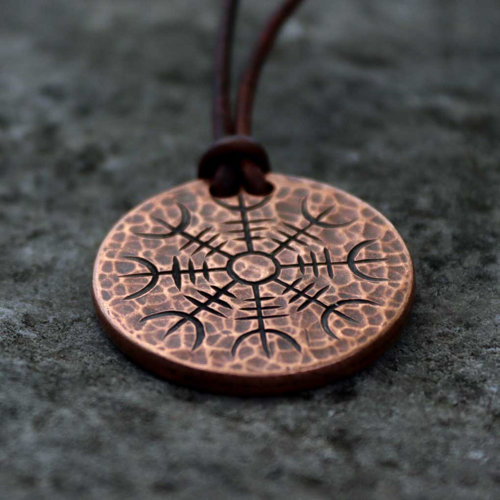 Helm of Awe Copper Coin Necklace – Aegishjalmur Warrior's Stave Viking Coinage