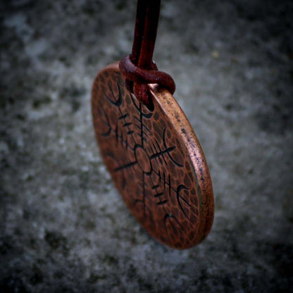 Helm of Awe Copper Coin Necklace – Aegishjalmur Warrior's Stave Viking Coinage
