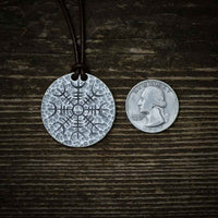 Silver Helm of Awe Coin Necklace - .999 Fine Silver - Aegishjalmur - Warrior's Stave Viking Coinage