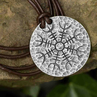 Silver Helm of Awe Coin Necklace - .999 Fine Silver - Aegishjalmur - Warrior's Stave Viking Coinage
