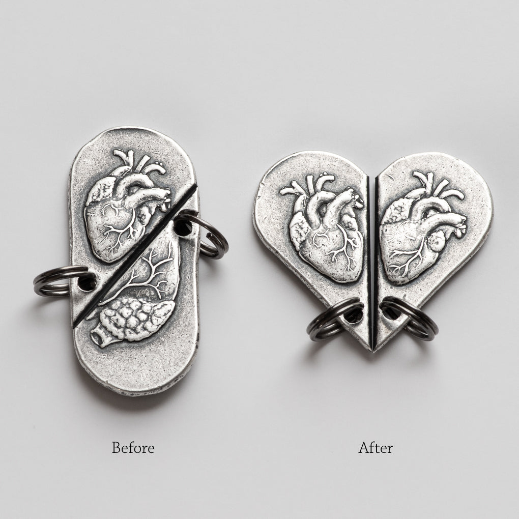 Silver Whole Heart Breakable Charm Set