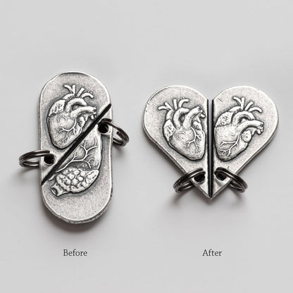 Silver Whole Heart Breakable Charm Set