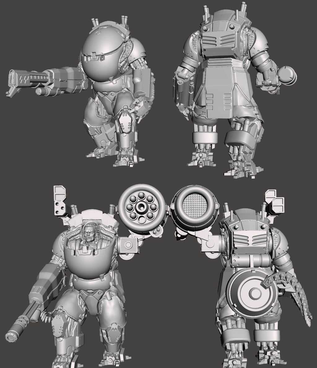 Sci-Fi Mech / Mecha Hardsuit 50mm Power Armor - Set of 4 with Multiple Accessories