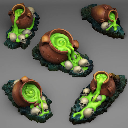 3D Printed Fantastic Plants and Rocks Haunted Witches Cauldrons 28mm - 32mm D&D Wargaming