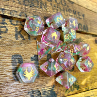 Hedronic Serenity - 14 Piece DnD Dice Set | Acrylic RPG Gaming Dice
