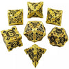 Gold w/black Barbed Strengthened Metal 7-Dice Set | Metal DND Dice