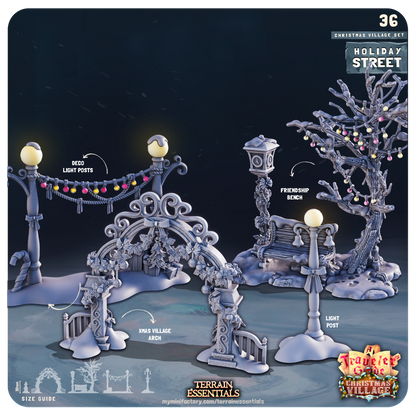 Cast n Play Christmas Village Terrain Set – 3D Printed 28mm 32mm D&D
