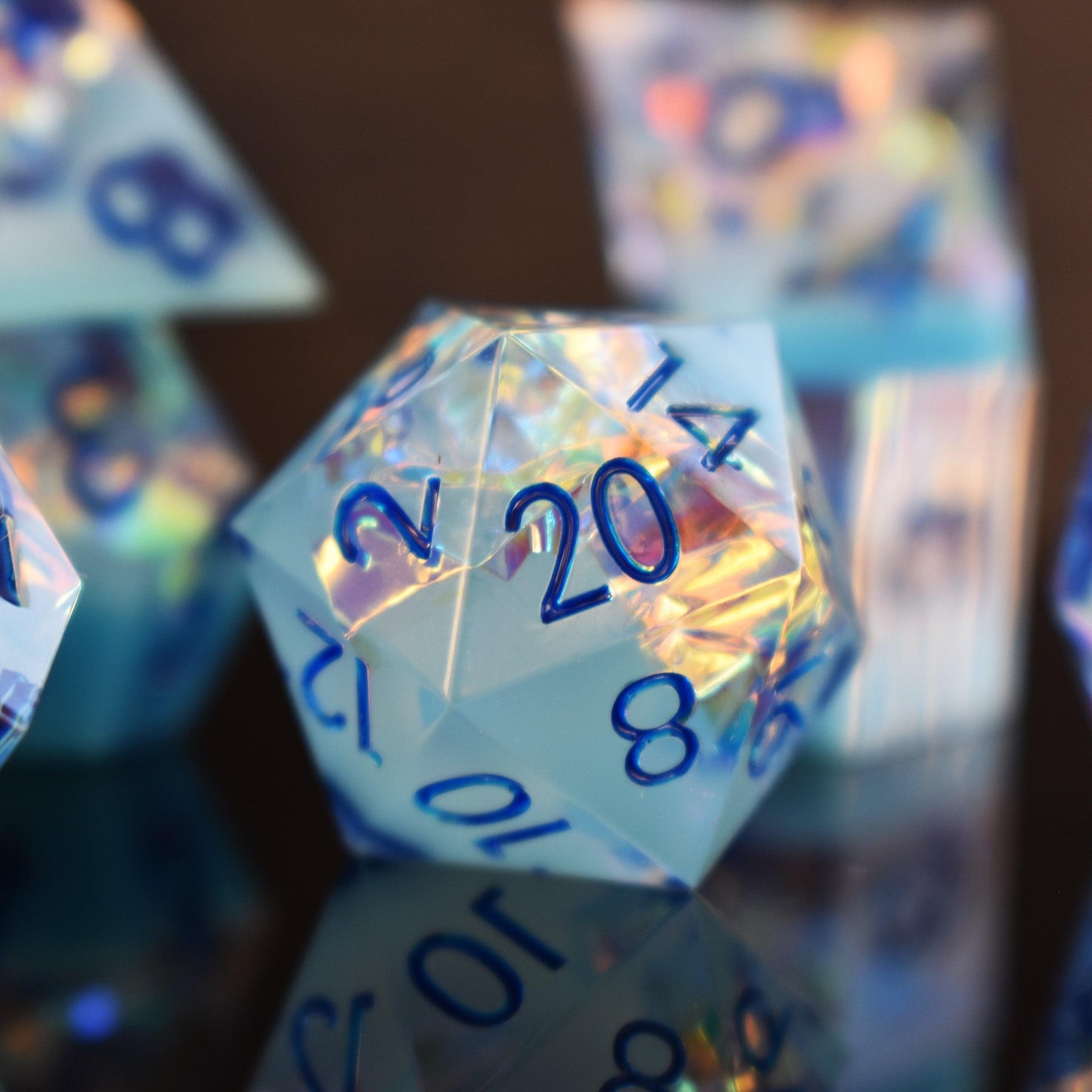 Ice Storm Sharp-Edged Resin Dice Set – 7-Piece Polyhedral RPG Dice