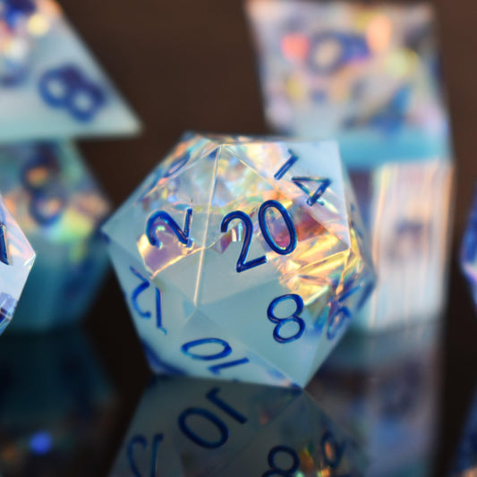 Ice Storm Sharp-Edged Resin Dice Set – 7-Piece Polyhedral RPG Dice