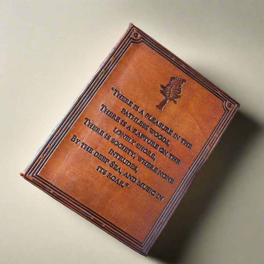 Lord Byron Leather Journal - "Pleasure in the Pathless Woods" Nature Quote