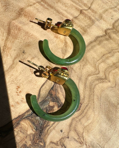 Jade Earrings — Nephrite Jade in Gold-Plated Sterling Silver (#113)