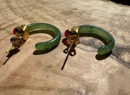 Jade Earrings — Nephrite Jade in Gold-Plated Sterling Silver (#113)