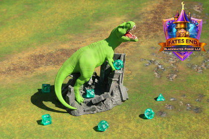 T-Rex 3D Printed Dice Tower – Fate's End Collection by Kim Bolt - Unleash Prehistoric Power!