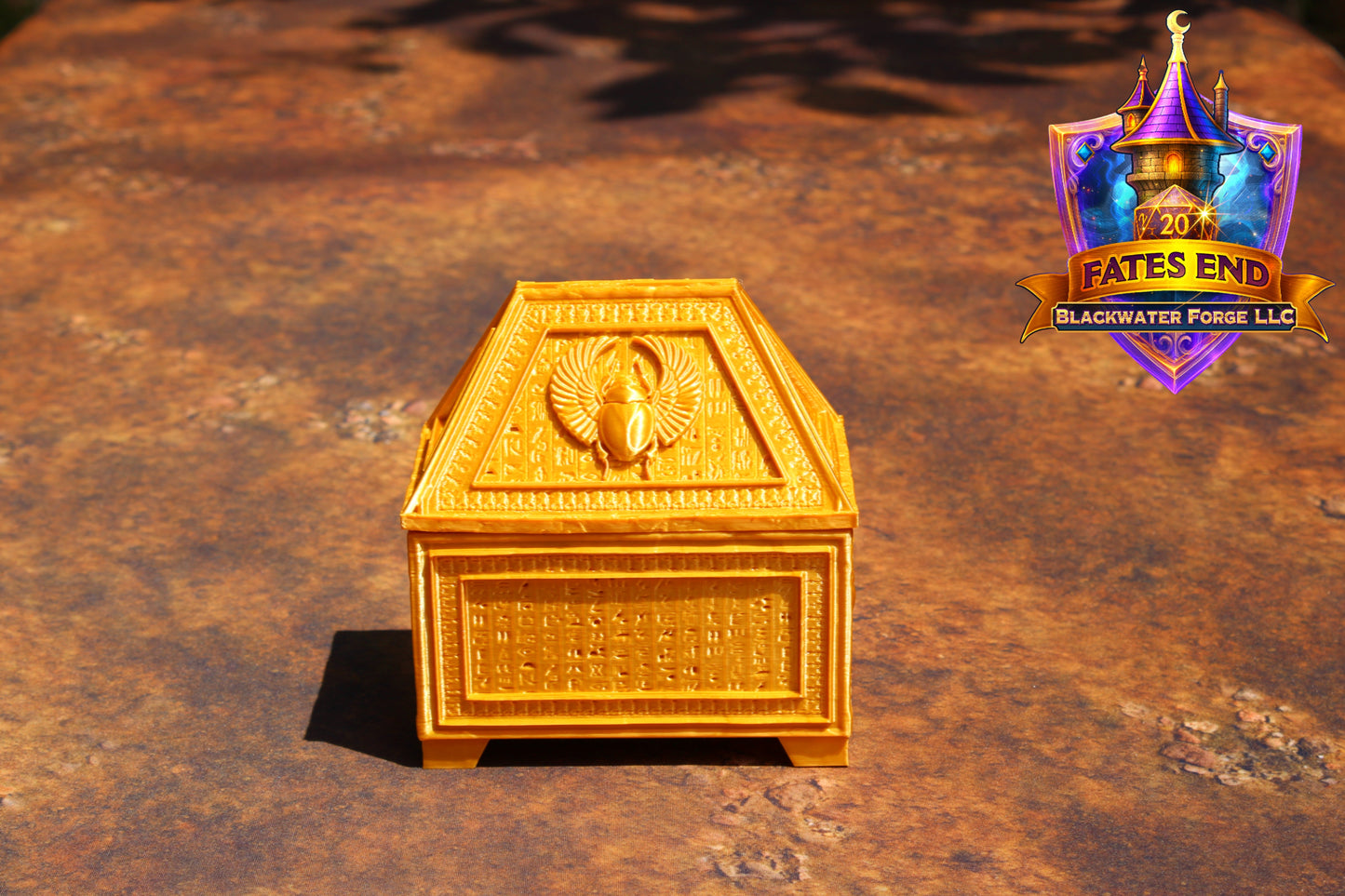 Ancient Egyptian Scarab Vault 3D Printed Dice Jail - Fate's End Collection by Kim Bolt - Step into the Sands of Ancient Legend!