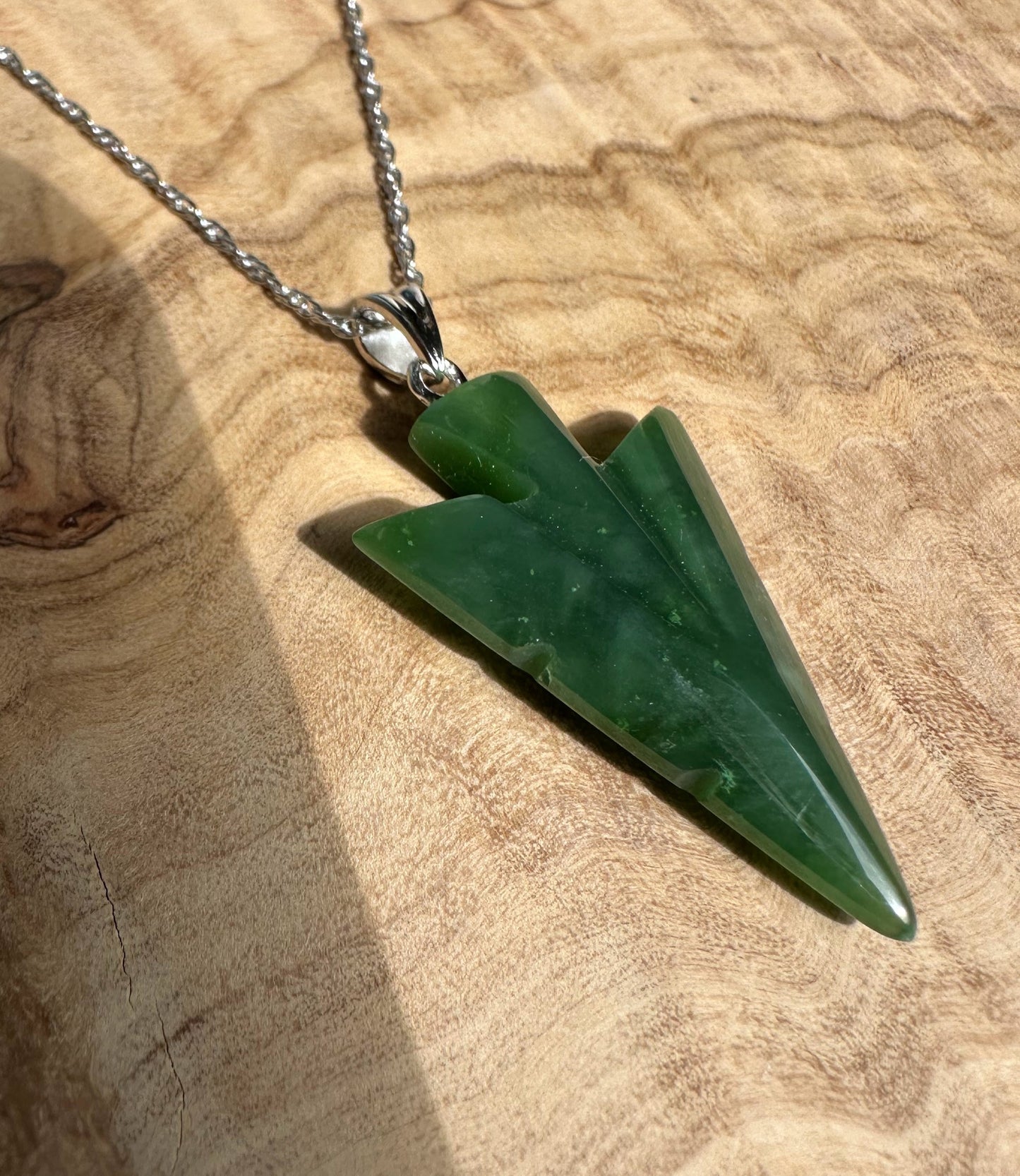 Canadian Jade Arrow Pendant — 31mm Nephrite Jade