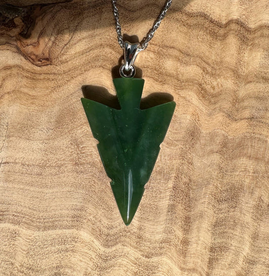 Canadian Jade Arrow Pendant — 31mm Nephrite Jade