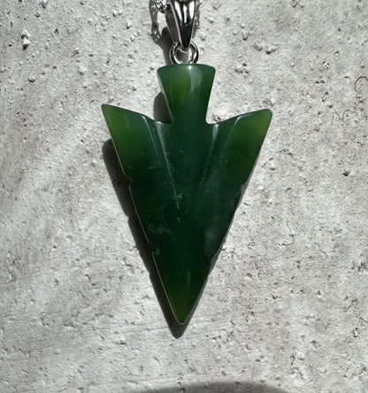 Canadian Jade Arrow Pendant — 31mm Nephrite Jade