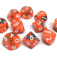 D10 Pack - Ten Count Pack of Orange and Grey Granite 10 Sided Dice