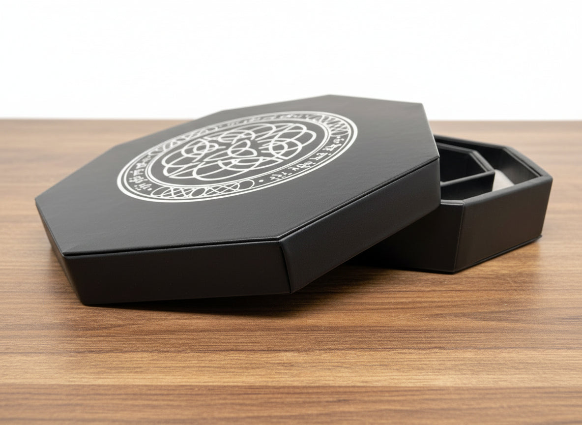 Elven Runes Dice Tray With Dice Staging Area and Lid