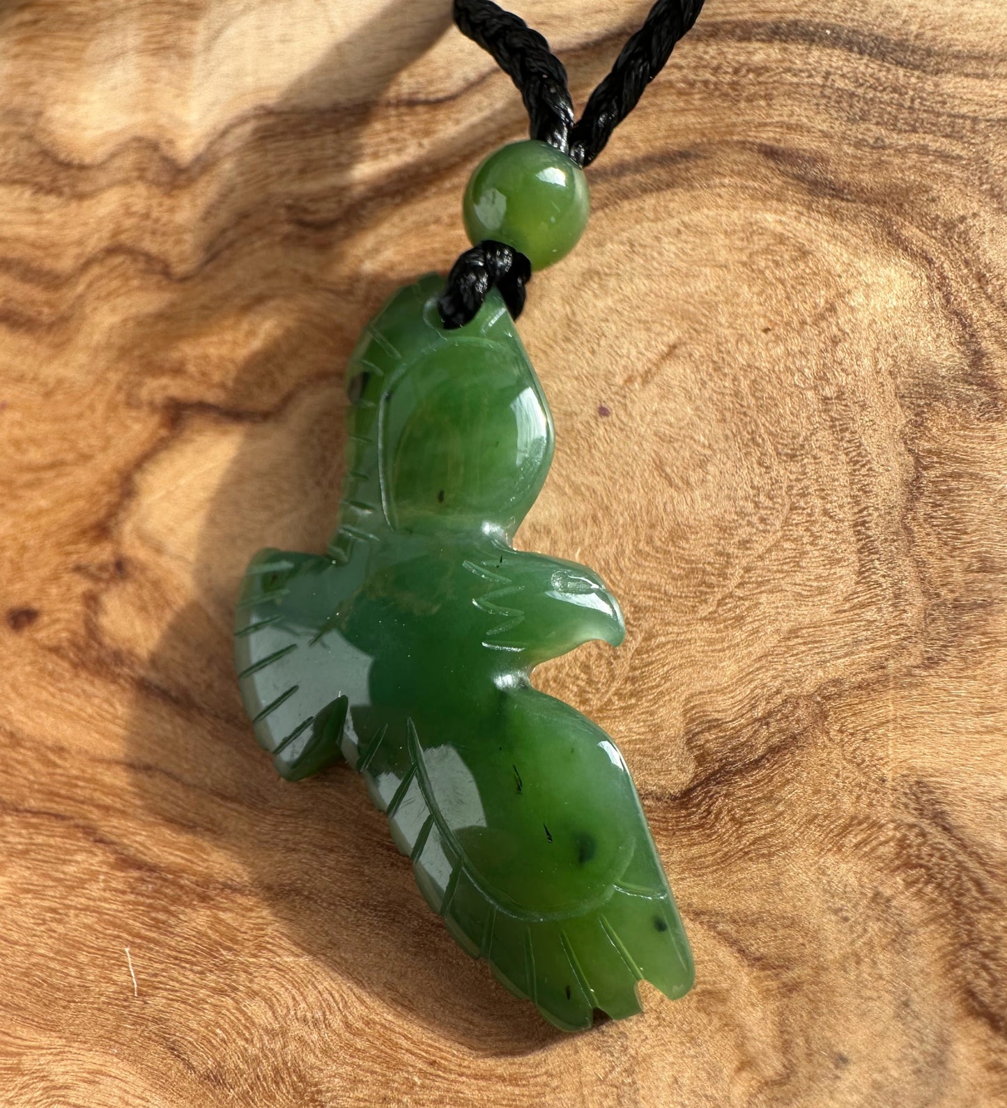Jade Eagle Pendant — 33mm Natural Canadian Jade