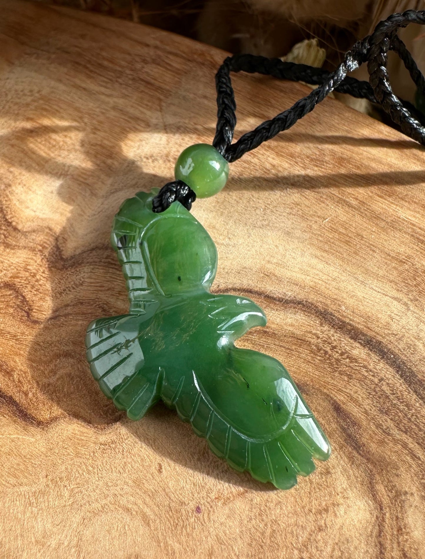 Jade Eagle Pendant — 33mm Natural Canadian Jade