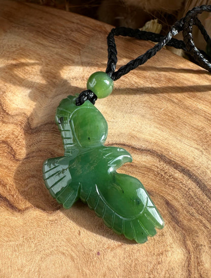Jade Eagle Pendant — 33mm Natural Canadian Jade