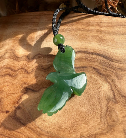 Jade Eagle Pendant — 33mm Natural Canadian Jade
