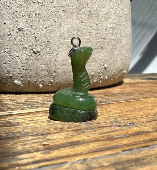 Jade Snake Pendant — 1" Canadian Nephrite Jade