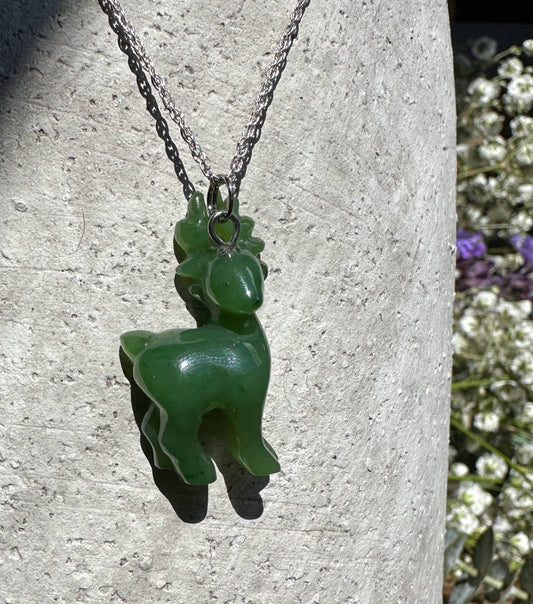 Canadian Nephrite Jade Deer Pendant