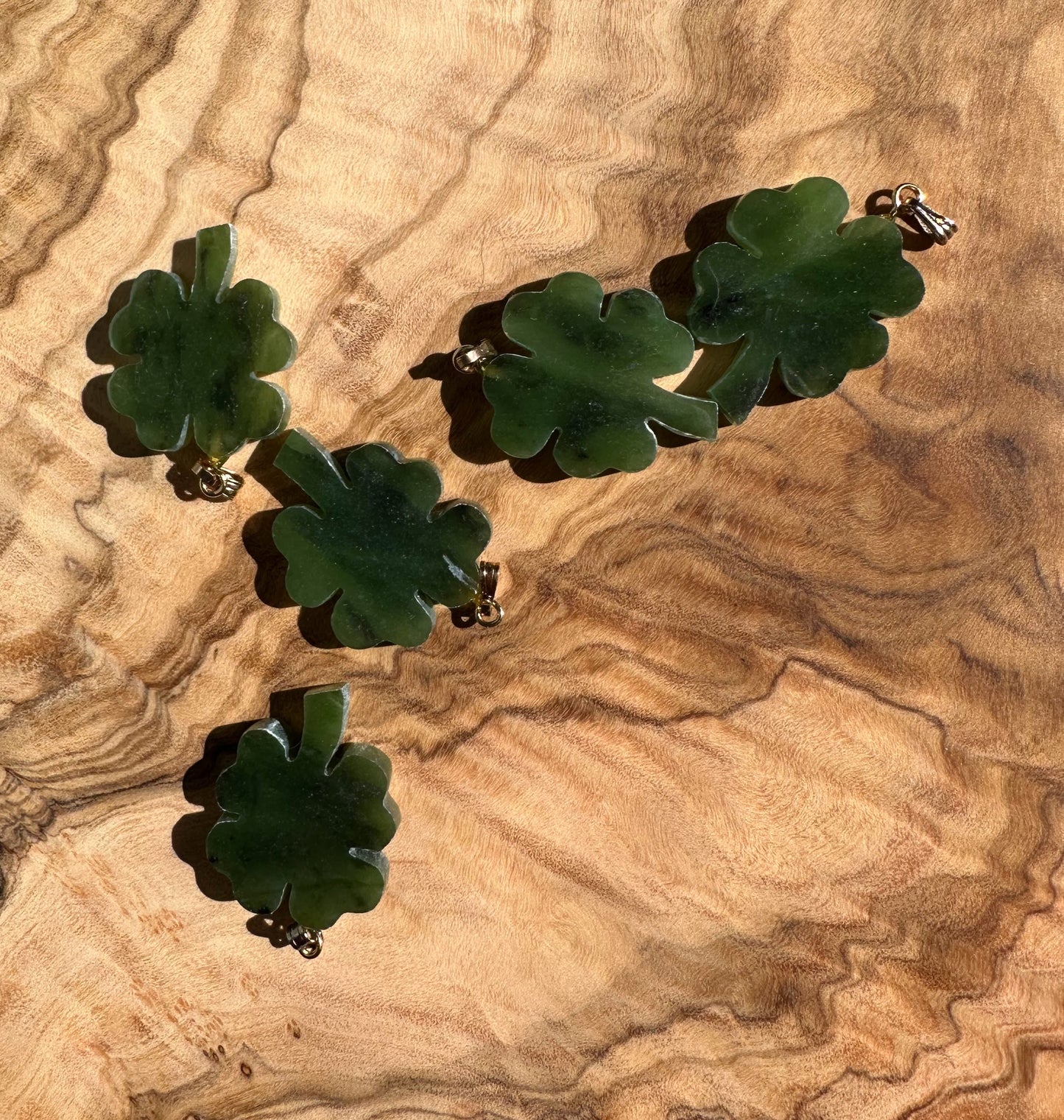 Vintage Jade 4 Leaf Clover Pendant — 1970s Canadian Nephrite (25mm)