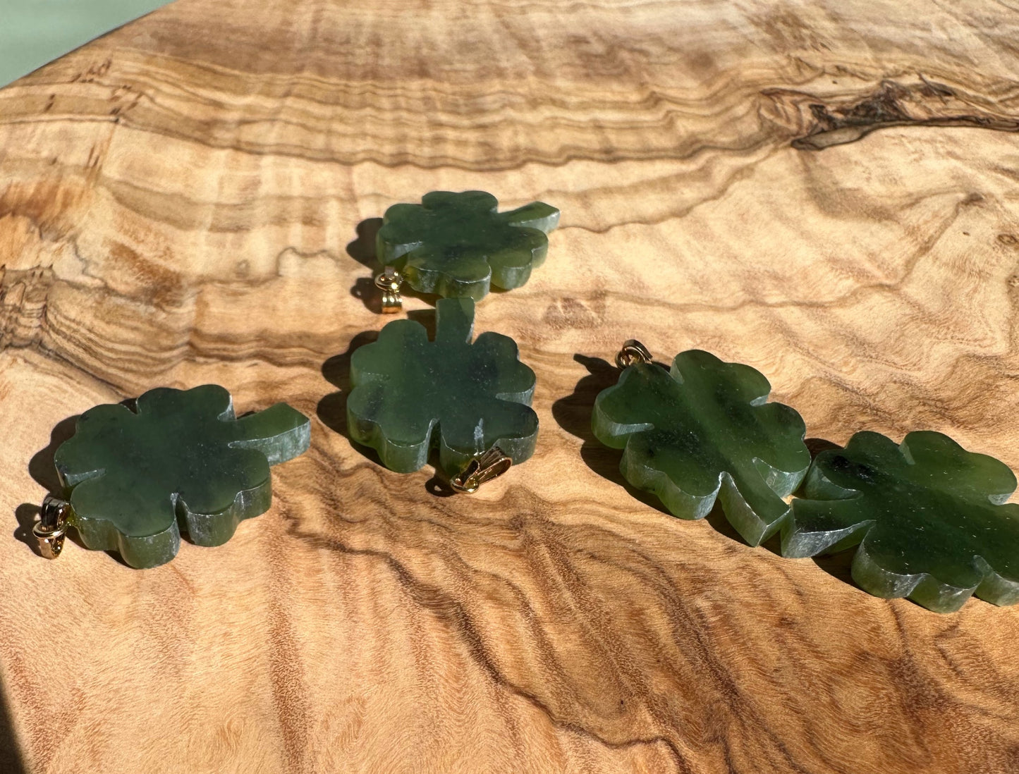 Vintage Jade 4 Leaf Clover Pendant — 1970s Canadian Nephrite (25mm)