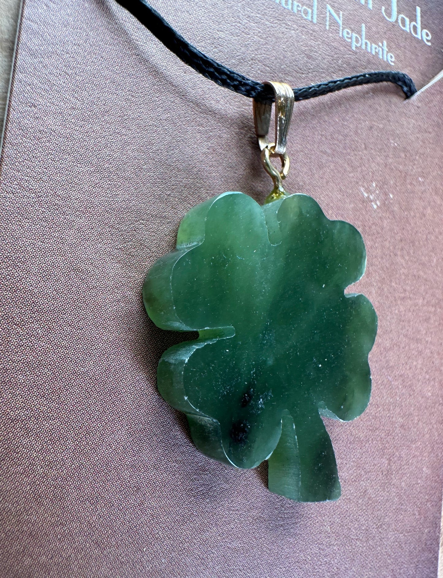 Vintage Jade 4 Leaf Clover Pendant — 1970s Canadian Nephrite (25mm)