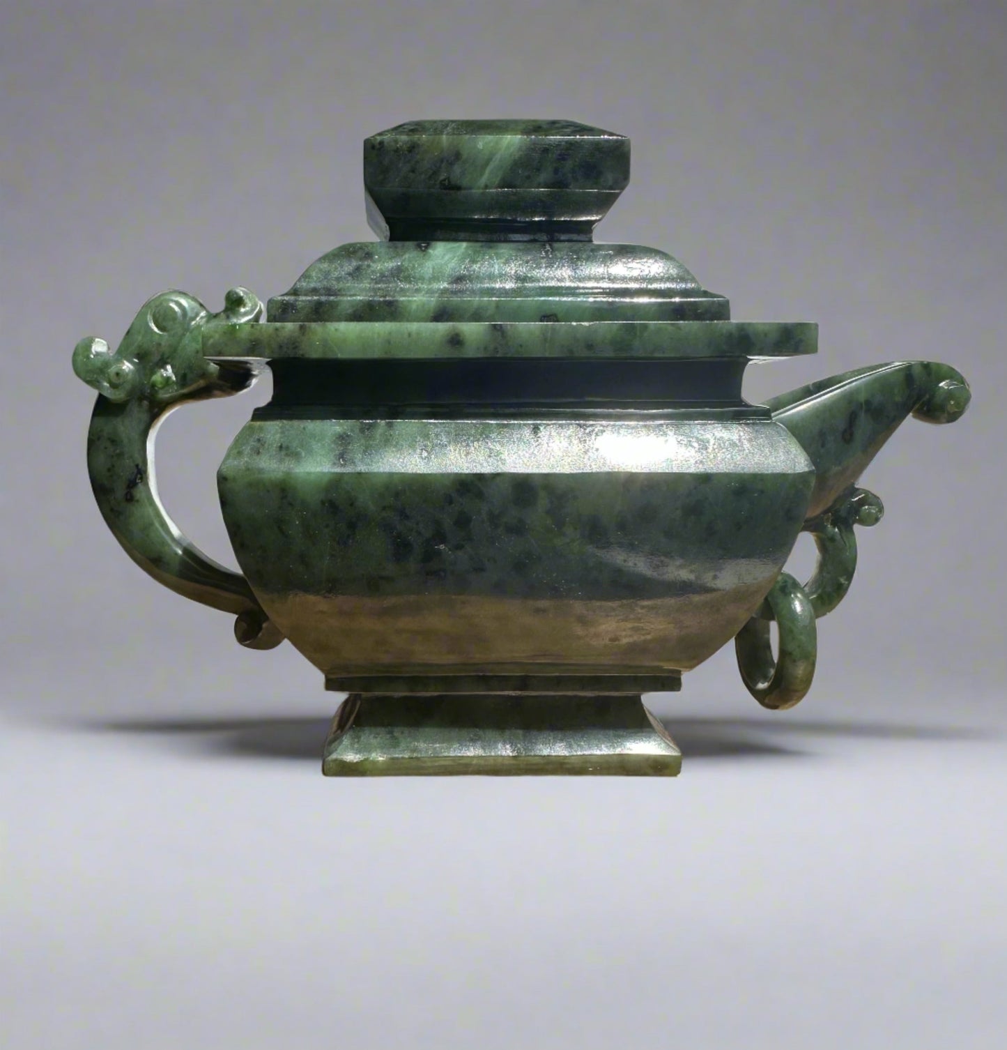 Canadian River Jade Teapot — 6.75" Hand-Carved