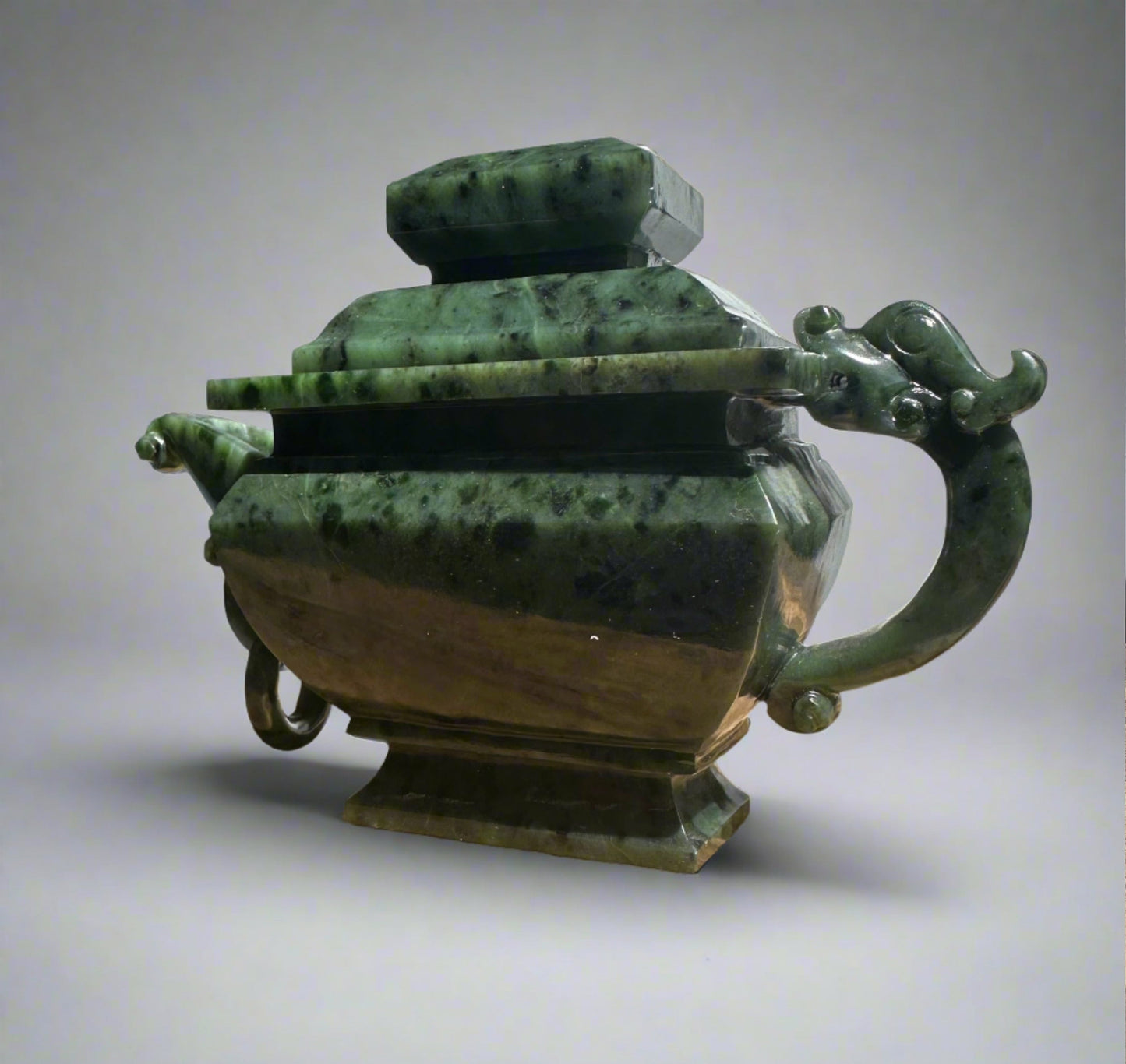 Canadian River Jade Teapot — 6.75" Hand-Carved