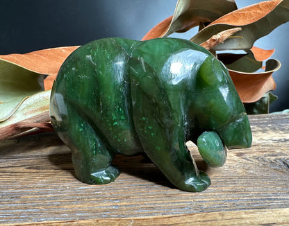 Bear Special with Jade Fish — 4" Canadian Jade Figurine