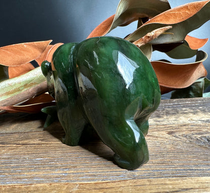 Bear Special with Jade Fish — 4" Canadian Jade Figurine