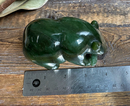 Bear Special with Jade Fish — 4" Canadian Jade Figurine