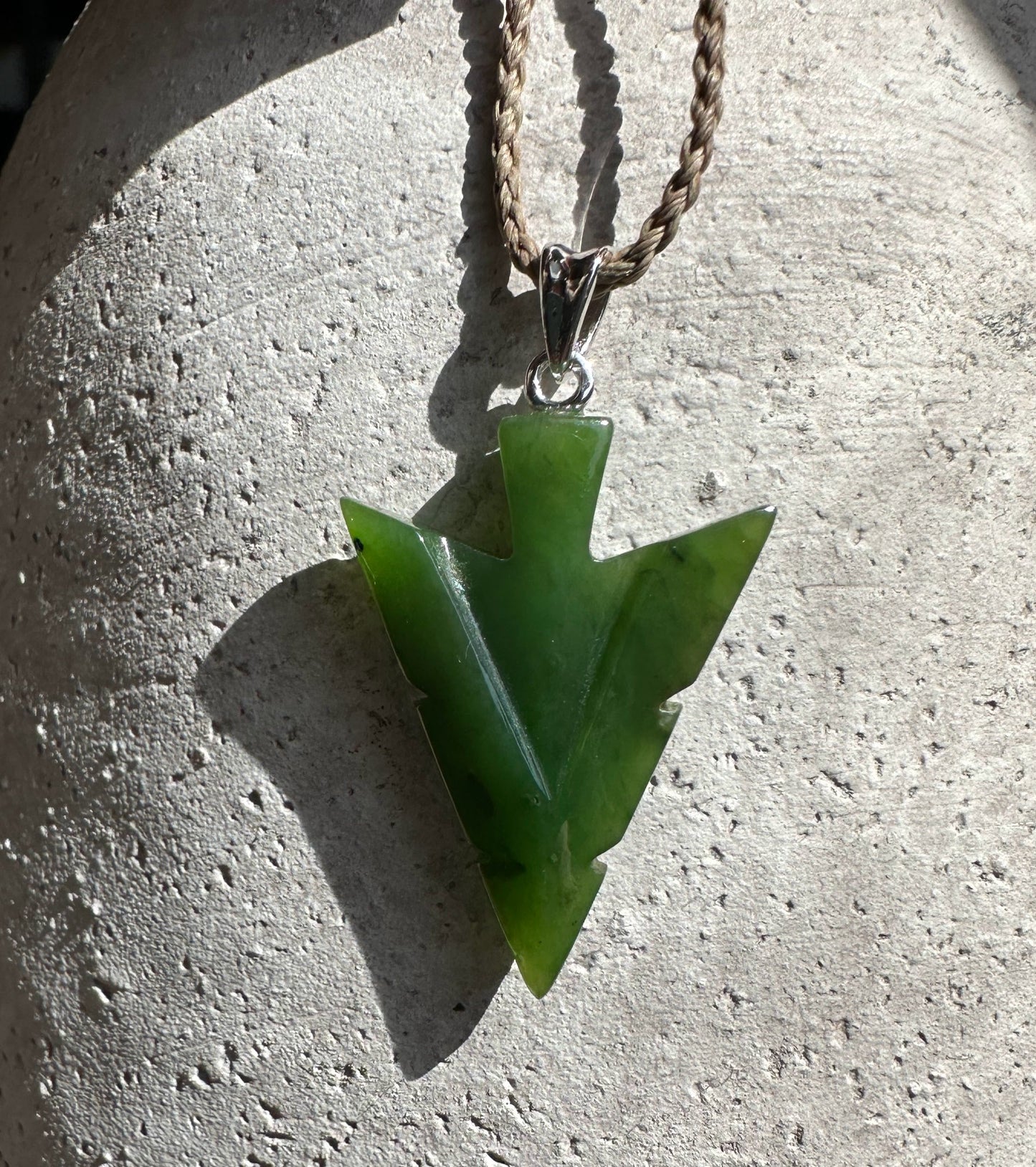Canadian Jade Arrow Pendant — 31mm Nephrite Jade