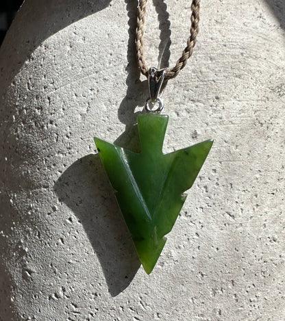 Canadian Jade Arrow Pendant — 31mm Nephrite Jade