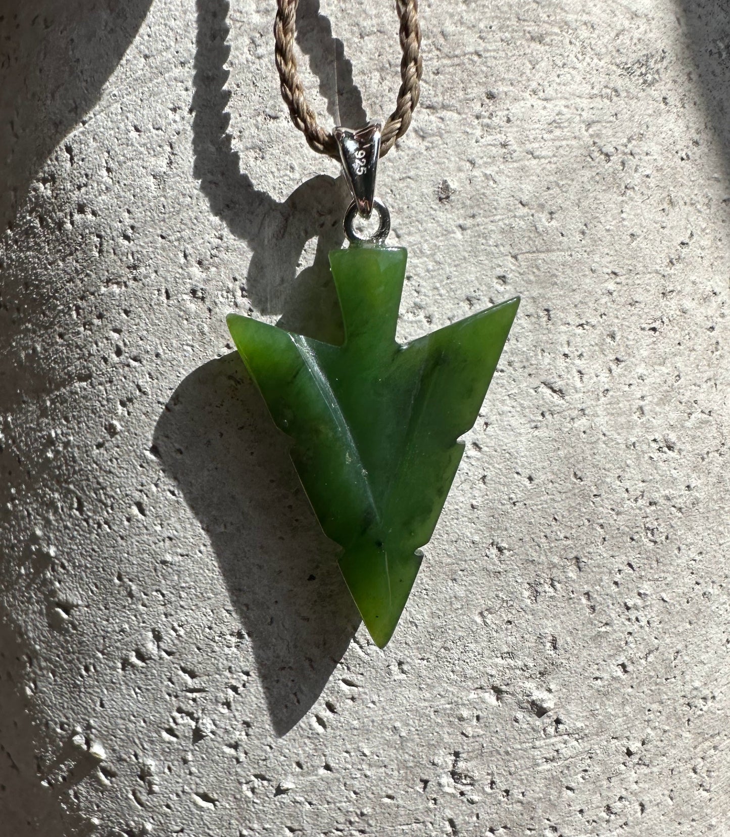 Canadian Jade Arrow Pendant — 31mm Nephrite Jade