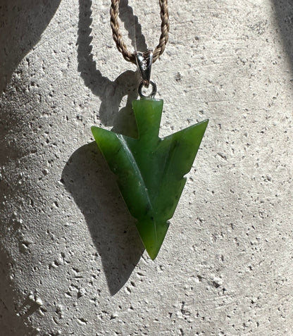 Canadian Jade Arrow Pendant — 31mm Nephrite Jade