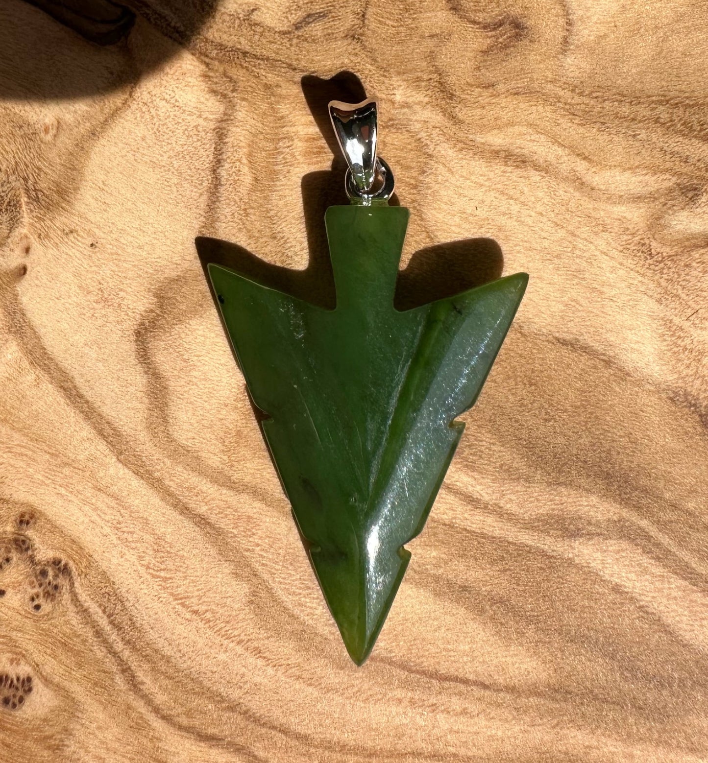 Canadian Jade Arrow Pendant — 31mm Nephrite Jade