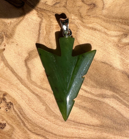 Canadian Jade Arrow Pendant — 31mm Nephrite Jade