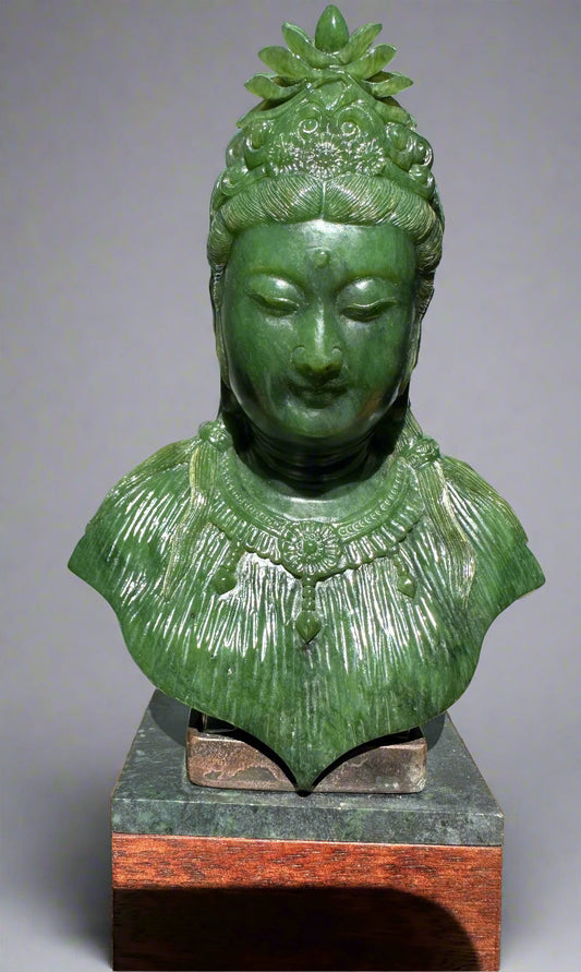 Guanyin Statue — 5" A Grade Canadian Nephrite Jade