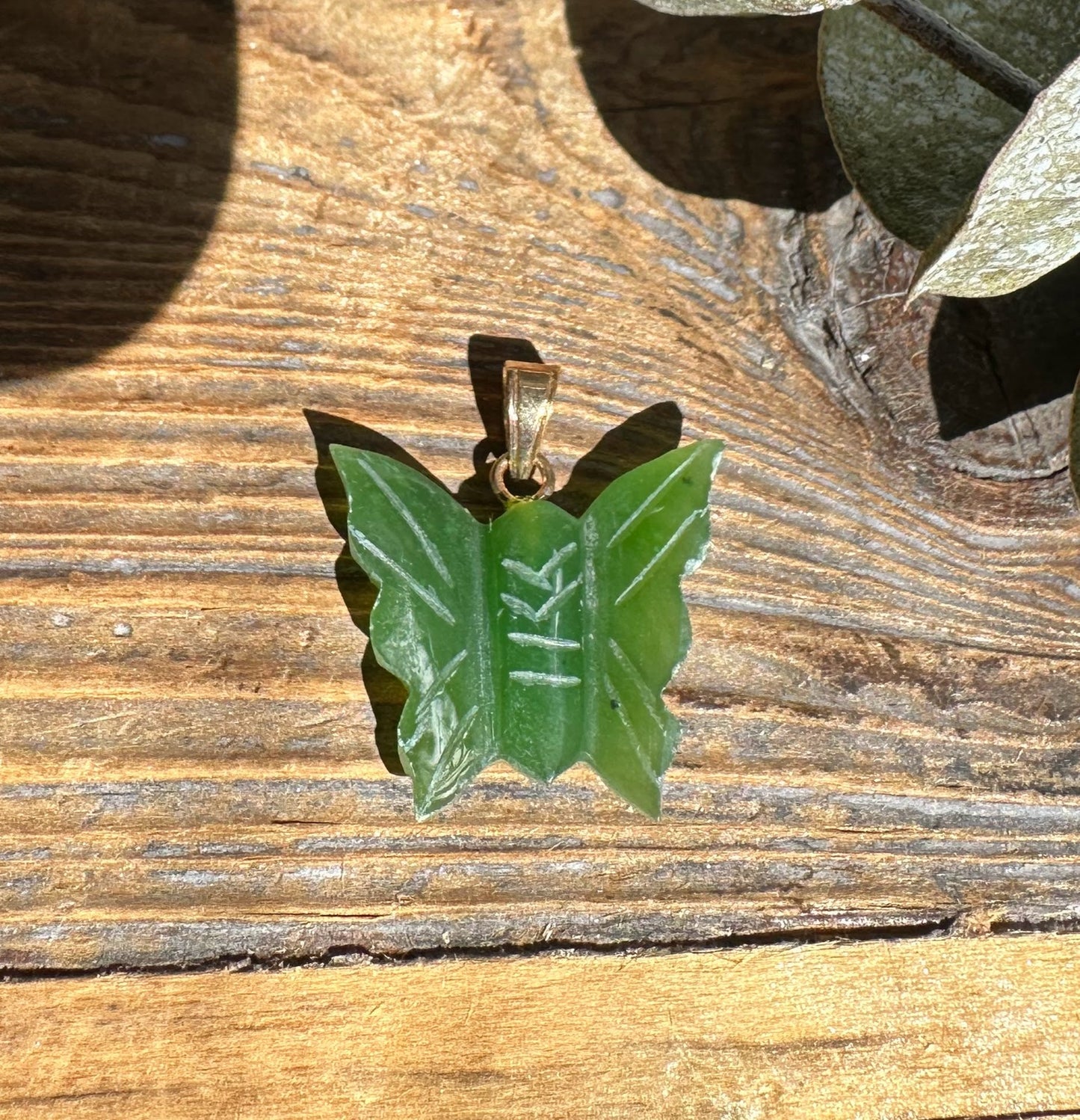 Vintage Jade Butterfly Pendant/Charm — 1970s Canadian Jade (20mm)