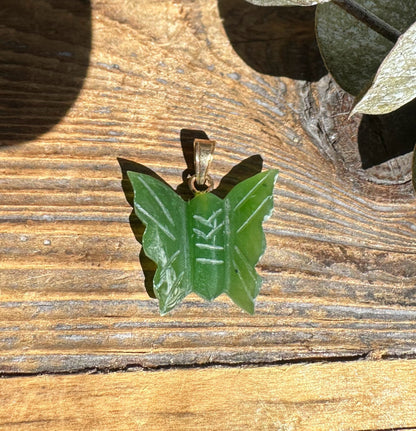 Vintage Jade Butterfly Pendant/Charm — 1970s Canadian Jade (20mm)